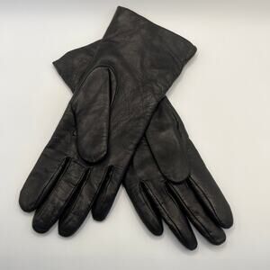 Grandoe Black Leather and 100% Cashmere Lined Winter Gloves Size 7